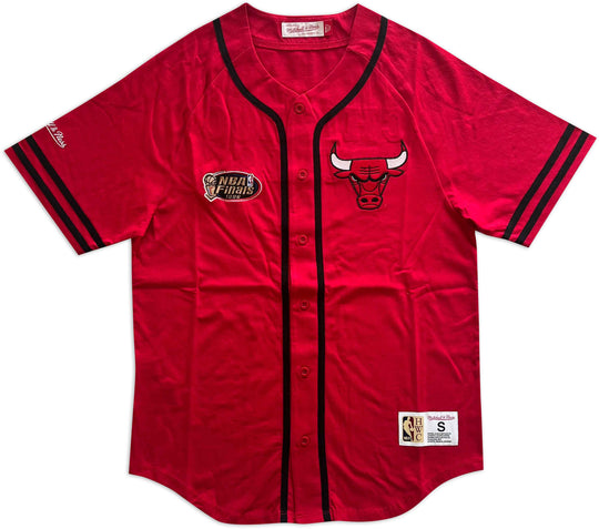  Mitchell & Ness T-shirt Fashion Cotton Button Front Chicago Bulls Mitchell E Ness Uomo Rosso