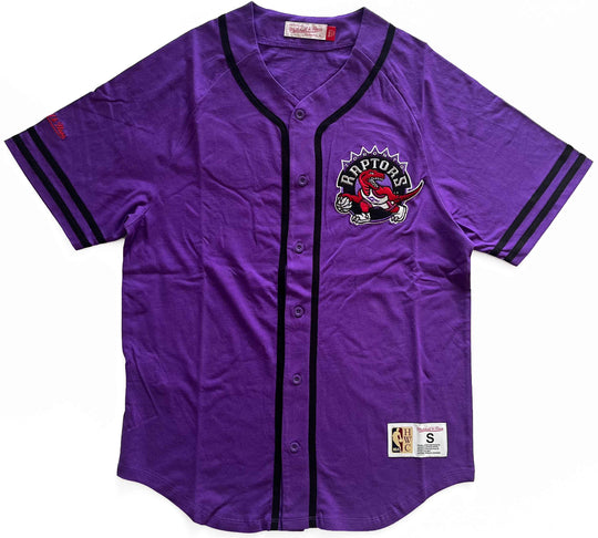  Mitchell & Ness T-shirt Fashion Cotton Button Front Toronto Raptors Mitchell E Ness Uomo Viola