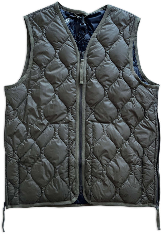  Taion Gilet Military V Neck W-zip Down Vest Dark Olive Uomo Verde