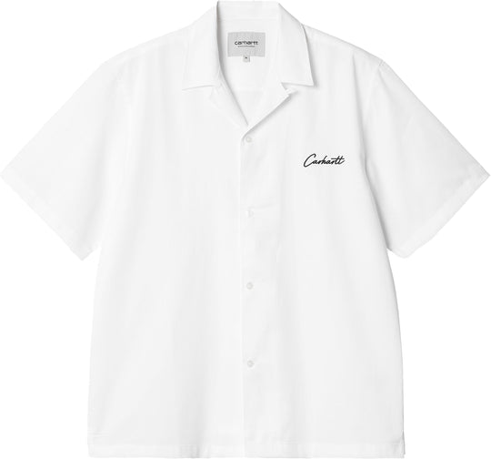  Carhartt Wip Camicia Ss Delray Shirt White Black Uomo Bianco