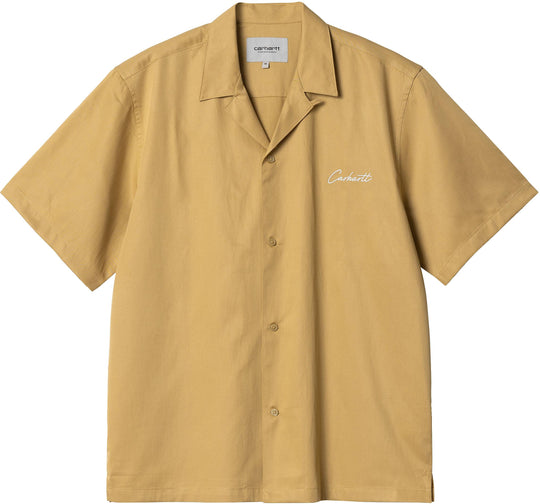 Carhartt Wip Camicia Ss Delray Shirt Burbon Wax Uomo Giallo