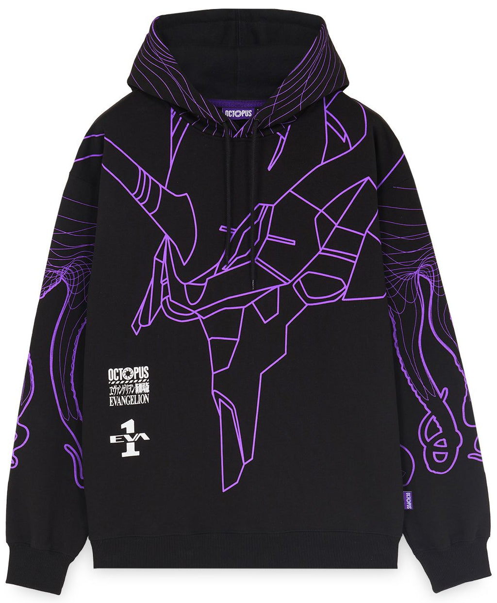 Octopus Felpa Evangelion Eva 01 Flowing Hoodie Black Nero Uomo