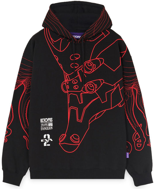  Octopus Felpa Evangelion Eva 02 Flowing Octopus Hoodie Black Uomo Nero