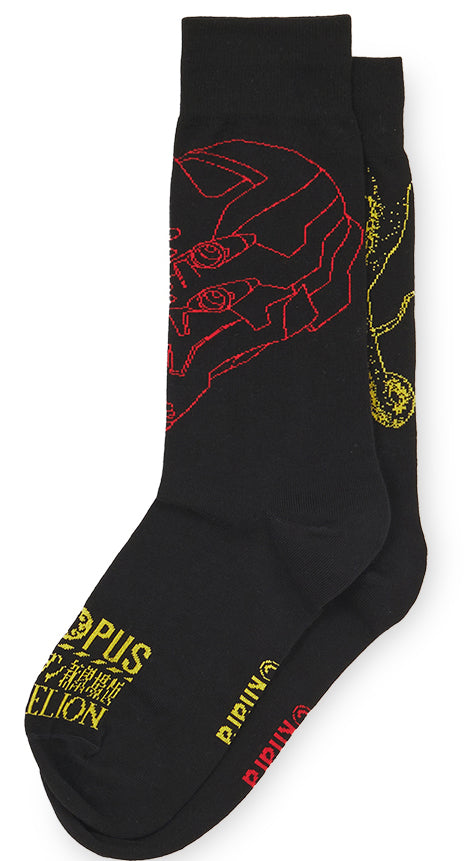  Ocotpus Calze Evangelion Eva 02 Outline Octopus Socks Black Uomo Nero