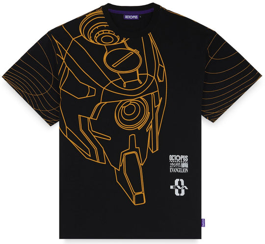  Ocotpus T-shirt Evangelion Eva 00 Flowing Octopus Tee Black Uomo Nero