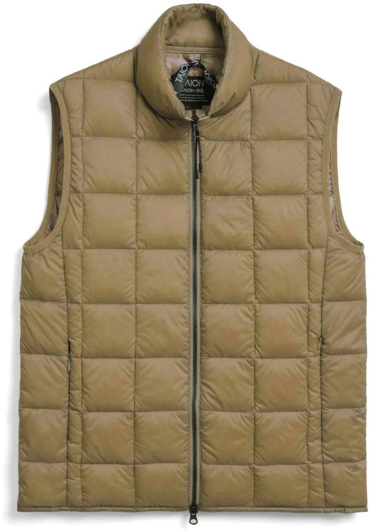 Taion Gilet Hi Neck W Zip Down Vest Beige Uomo