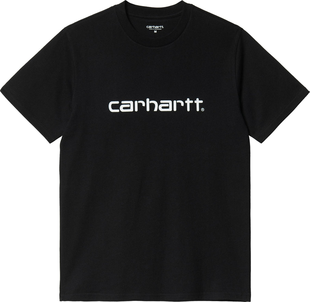 Carhartt Wip T-shirt S/s Script Tee Black White Uomo Nero