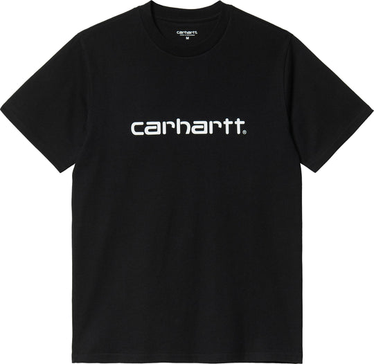  Carhartt Wip T-shirt S/s Script Tee Black White Uomo Nero