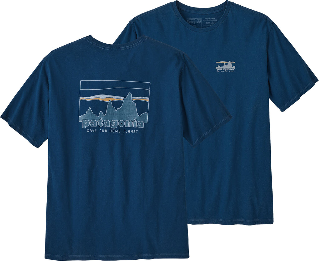  Patagonia T-shirt Men's 73 Skyline Organic Tee Lagom Blue Uomo