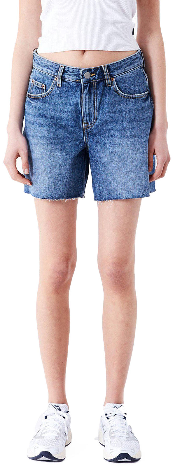 Dr Denim W Rose Shorts canyon mid used raw hem