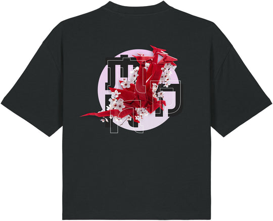  Mdn T-shirt W Origami Dragon Tee Premium Black Donna Nero