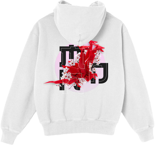  Mdn Felpa Origami Dragon Hoodie Premium White Uomo Bianco