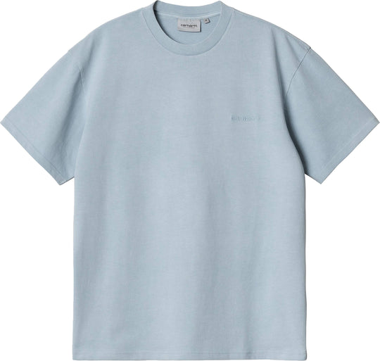  Carhartt Wip T-shirt S/s Duster Script Tee Misty Sky Garment Dyed Uomo Blue