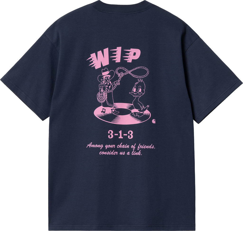  Carhartt Wip T-shirt S/s Friendship Tee Air Force Blue Light Pink Uomo