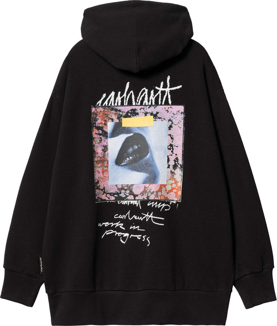  Carhartt Wip Felpa W Hooded Lips Sweat Black Donna Nero