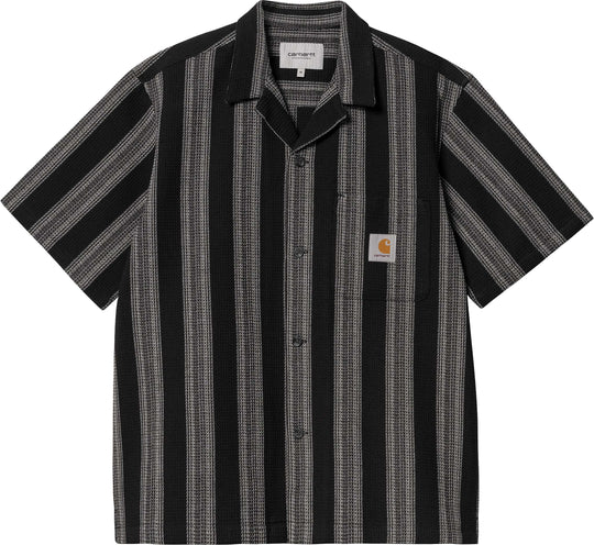  Carhartt Wip Camicia S/s Dosdon Shirt Dosdon Stripe Black Uomo Nero