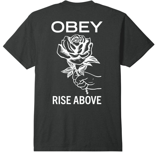  Obey T-shirt Rise Above Rose Classic Pigment Tee Vintage Black Uomo Blue