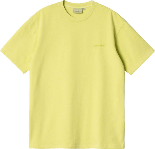 Carhartt Wip T-shirt S/s Duster Script Tee Arctic Lime Garment Dyed Uomo Giallo