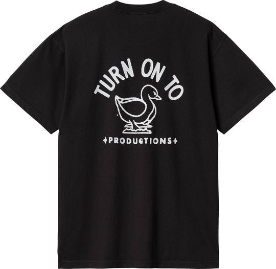  Carhartt Wip T-shirt S/s Stamp Tee Black White Stone Washed Uomo Nero