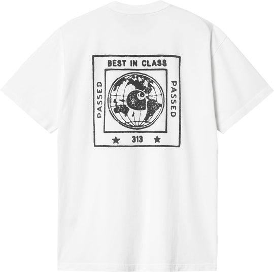  Carhartt Wip T-shirt S/s Stamp Tee White Black Stone Washed Uomo Bianco