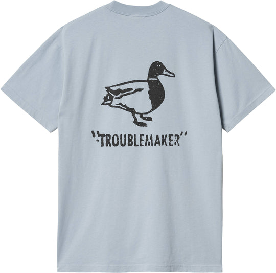  Carhartt Wip T-shirt S/s Stamp Tee Misty Sky Black Stone Washed Uomo Blue