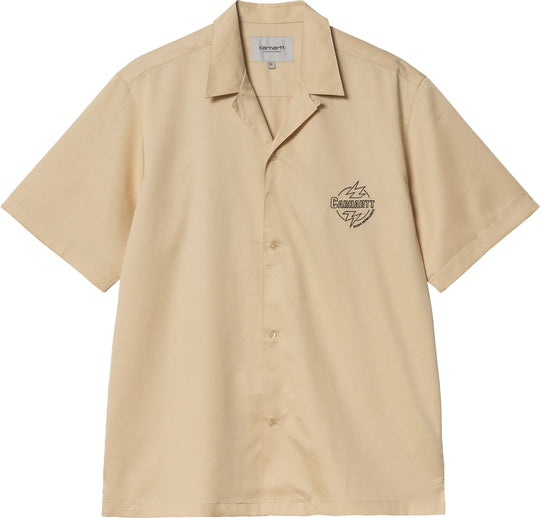  Carhartt Wip Camicia S/s Ablaze Shirt Cornsilk Black Uomo Marrone