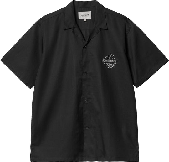  Carhartt Wip Camicia S/s Ablaze Shirt Black Wax Uomo Nero