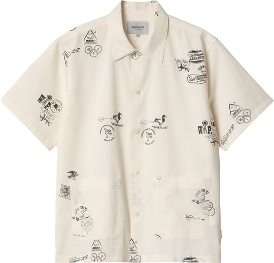  Carhartt Wip Camicia Ss Stamp Shirt Stamp Print Wax Uomo Beige