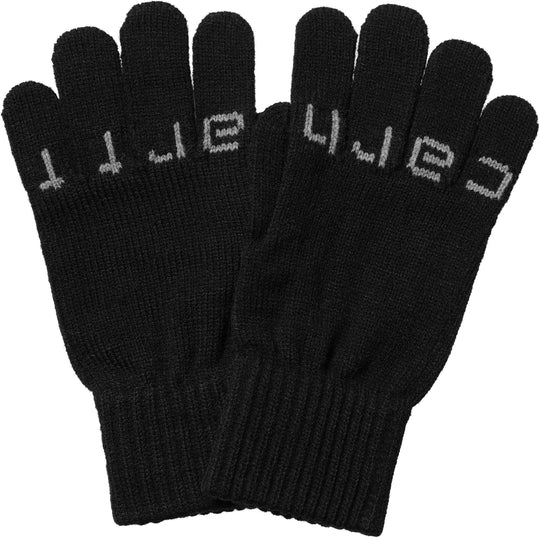 Carhartt Wip Guanti Script Gloves Black Grey Heather Uomo Nero