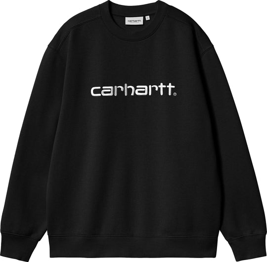  Carhartt Wip Felpa W Carhartt Sweat Black White Donna Nero