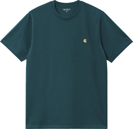  Carhartt Wip T-shirt S/s Chase Tee Duck Blue Gold Uomo Verde