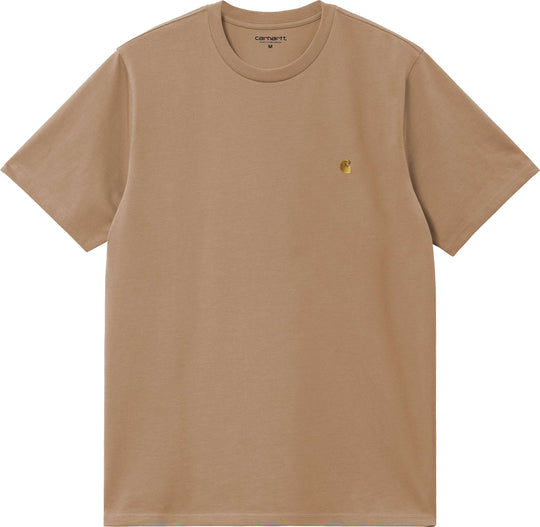  Carhartt Wip T-shirt S/s Chase Tee Peanut Gold Uomo Marrone
