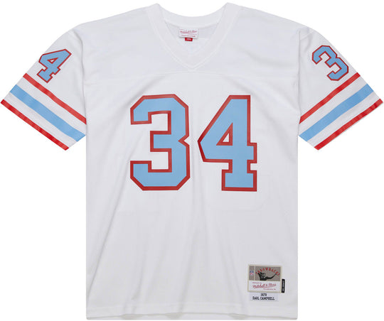  Mitchell Ness T-shirt Replica Earl Campbell Houston Oilers 1979 Jersey Mitchell E Ness Special_unisex Bianco