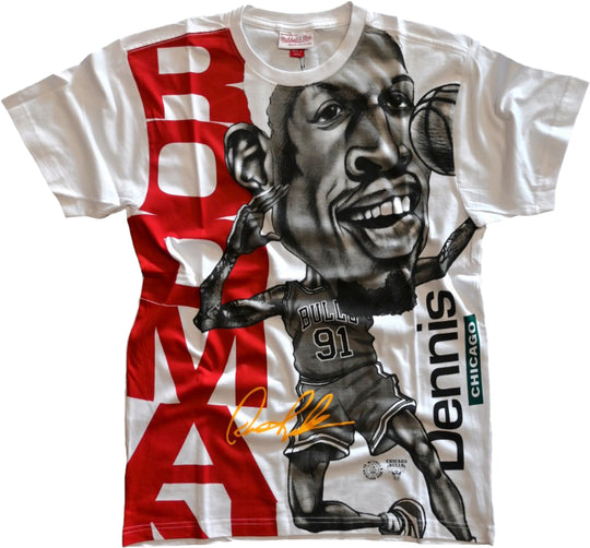  Mitchell Ness T-shirt Nba Blockade Tee Bulls Dennis Rodman Chicago Bulls White Mitchell E Ness Special_unisex Bianco