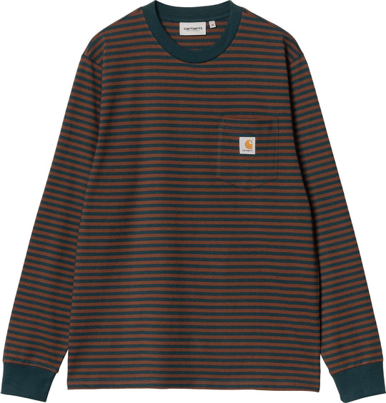  Carhartt Wip T-shirt L/s Verner Pocket Tee Verner Stripe Duck Blue Offroad Special_unisex Multicolore