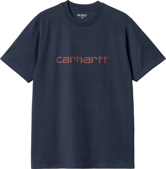  Carhartt Wip T-shirt S/s Script Tee Air Force Blue Malbec Uomo
