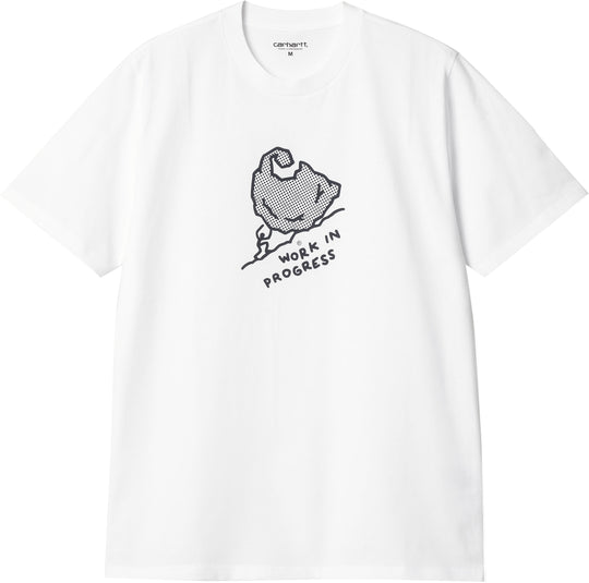  Carhartt Wip T-shirt S/s Move On Up Tee White Black Uomo Bianco