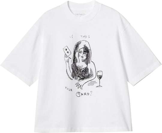  Carhartt Wip T-shirt W S/s Pepe Card White Black Donna Bianco