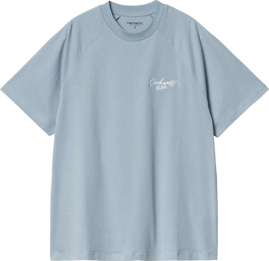  Carhartt Wip T-shirt W S/s Signature Tee Dusty Ice White Donna Blue