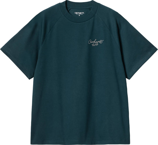  Carhartt Wip T-shirt W S/s Signature Tee Duck Blue White Donna