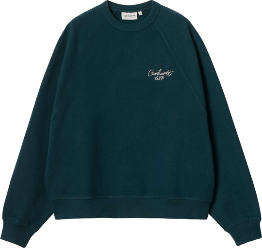  Carhartt Wip T-shirt W Signature Sweat Duck Blue White Donna