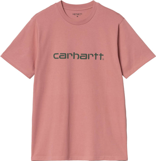  Carhartt Wip T-shirt S/s Script Tee Dusty Rose Sycamore Tree Uomo Rosa