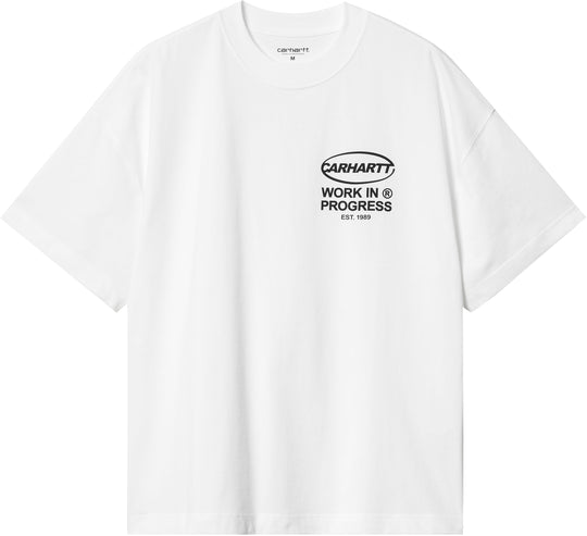  Carhartt Wip T-shirt S/s Body Of Work Tee White Black Uomo Bianco