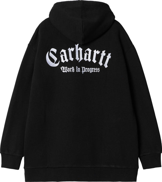  Carhartt Wip Felpa W Hooded Onyx Script Sweat Black White Uomo Nero