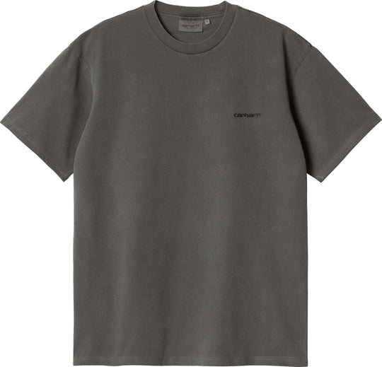 Carhartt Wip T-shirt S/s Duster Script Tee Misty Black Garment Dyed Uomo Nero