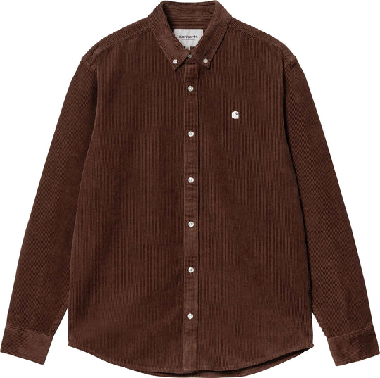  Carhartt Wip Camicia L/s Madison Cord Shirt Offroad Wax Uomo Marrone