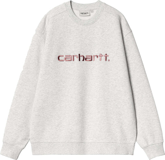  Carhartt Wip Felpa W Carhartt Sweat Ash Heather Dusty Rose Donna Grigio