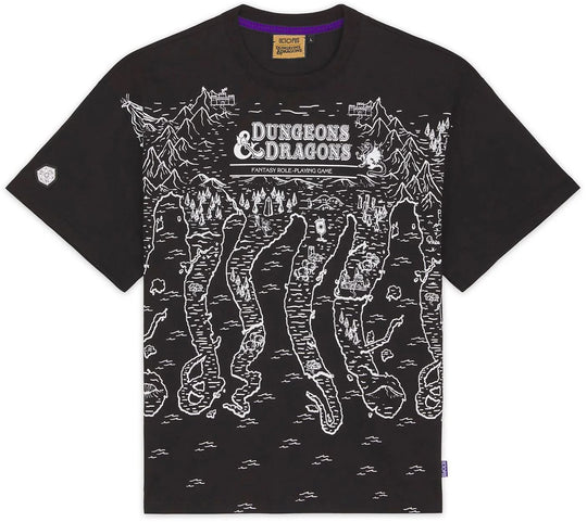  Octopus T-shirt Dungeons & Dragons Octopus Map Tee Black Uomo Nero
