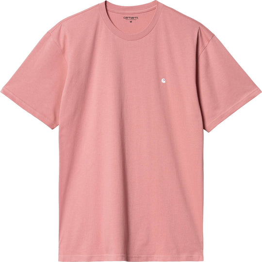 Carhartt Wip T-shirt S/s Madison Tee Dusty Rose White Uomo Rosa