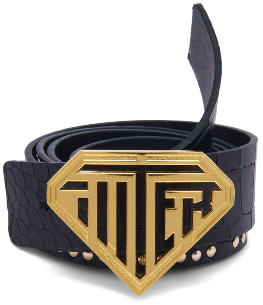  Iuter Cinta Club Dogo Leather Belt Black Uomo Nero